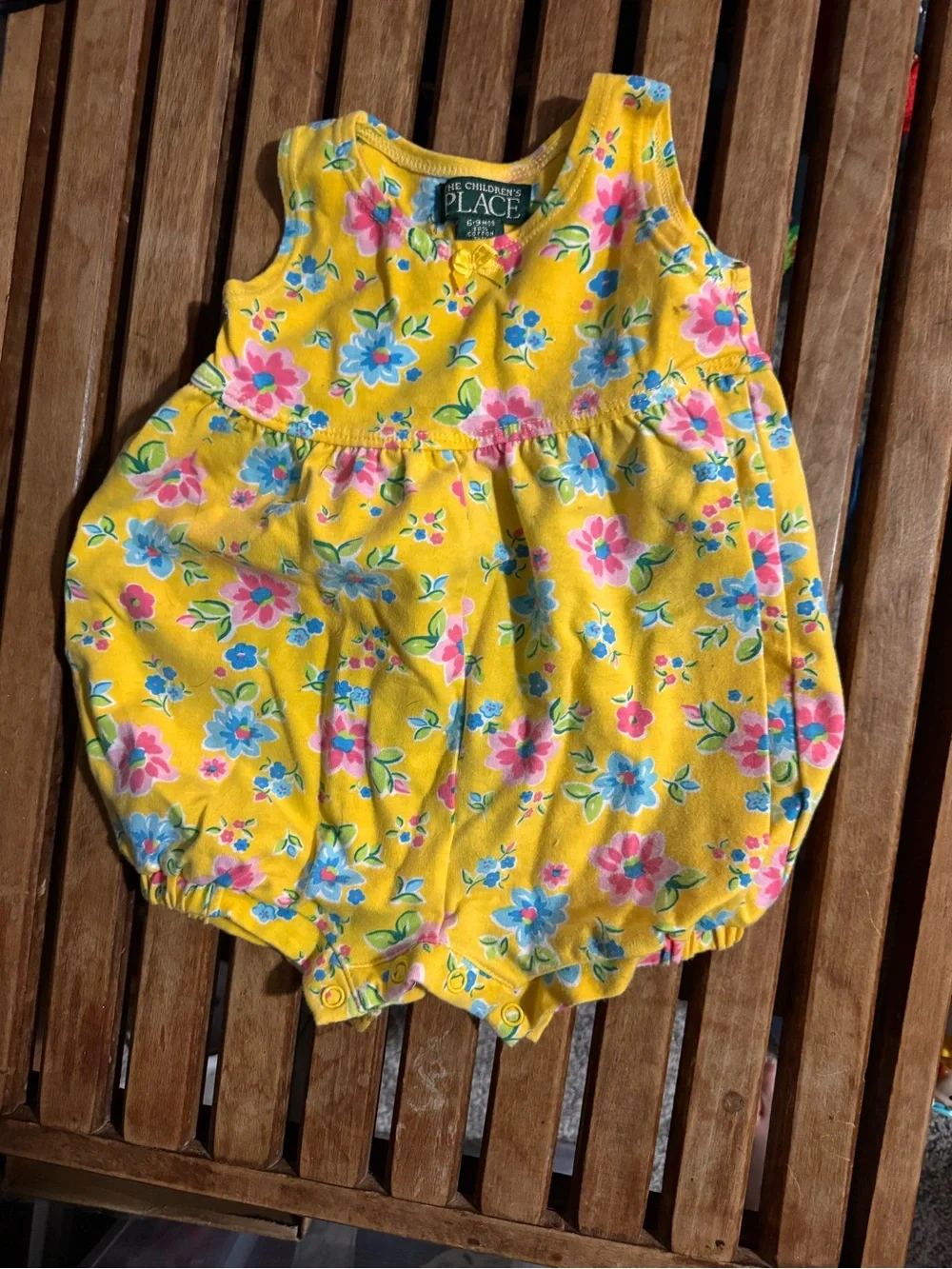 Vintage The Children's Place Yellow Floral Bubble Romper